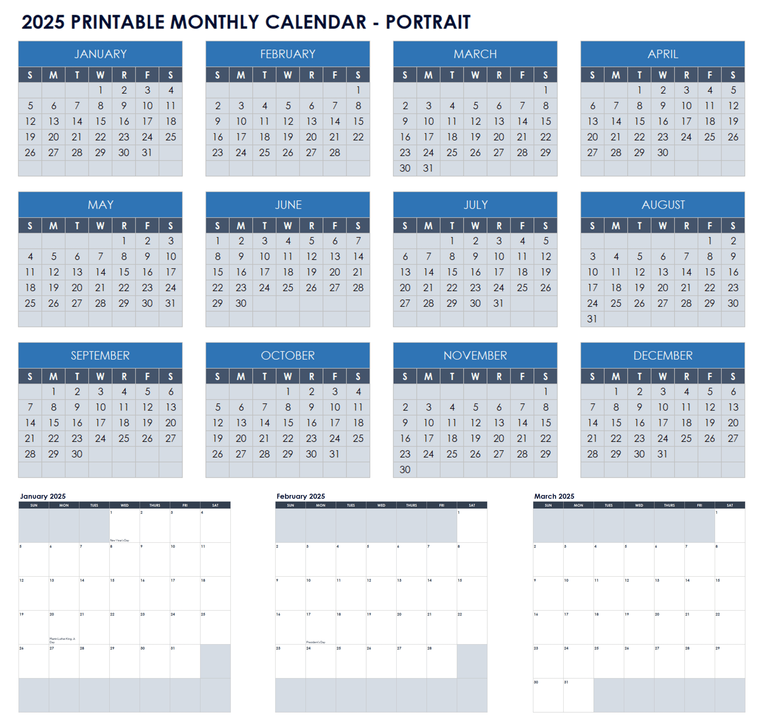 15 Free 2025 Monthly Calendar Templates | Smartsheet for 15 Month Calendar Printable