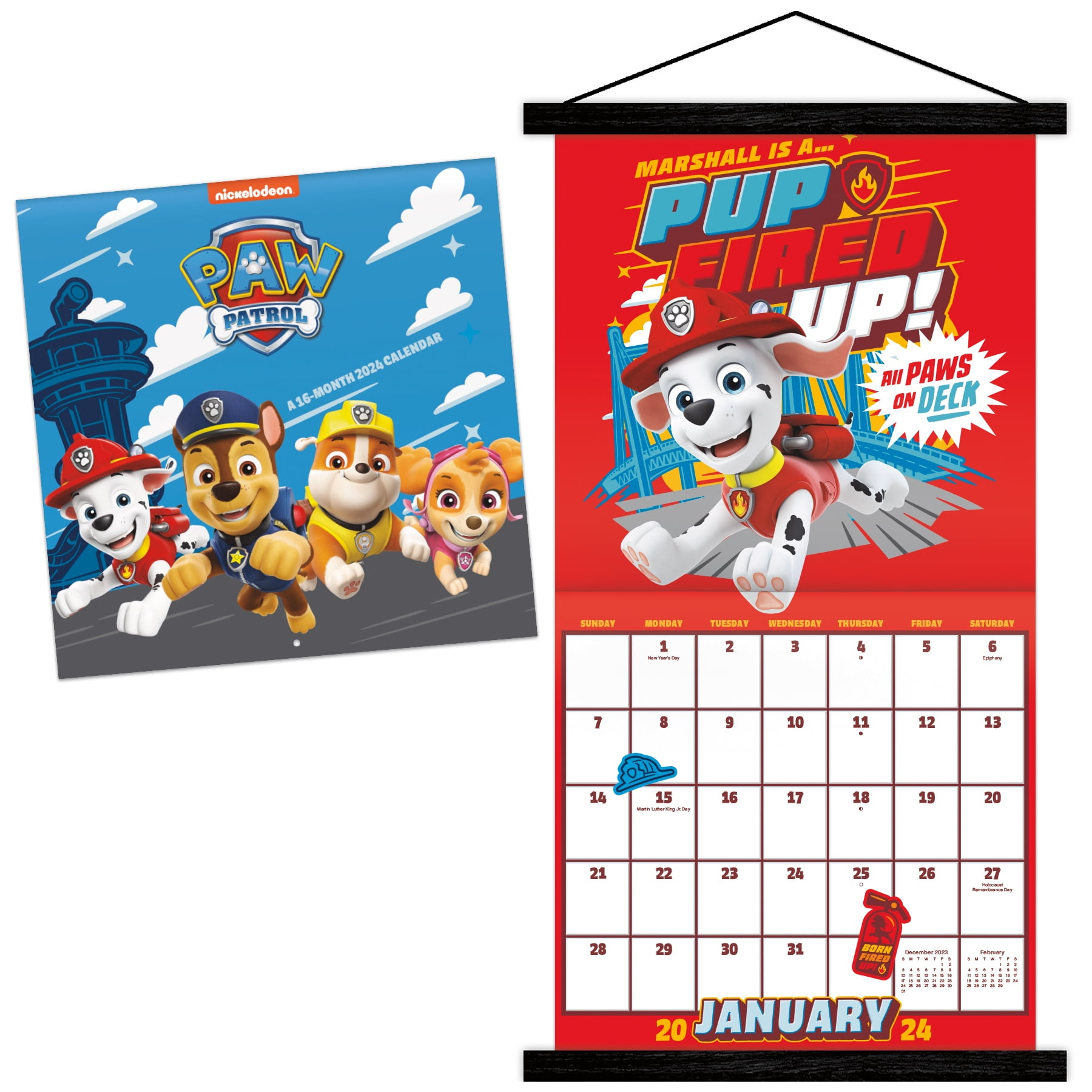 2024 Nickelodeon Paw Patrol Wall Calendar &amp;amp; Magnetic Frame for Paw Patrol Calendar 2025 Printable