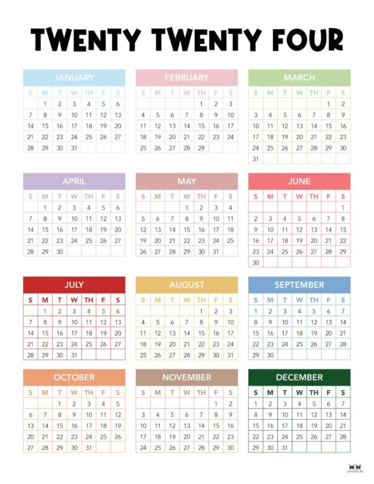 Printable 12 Month Calender