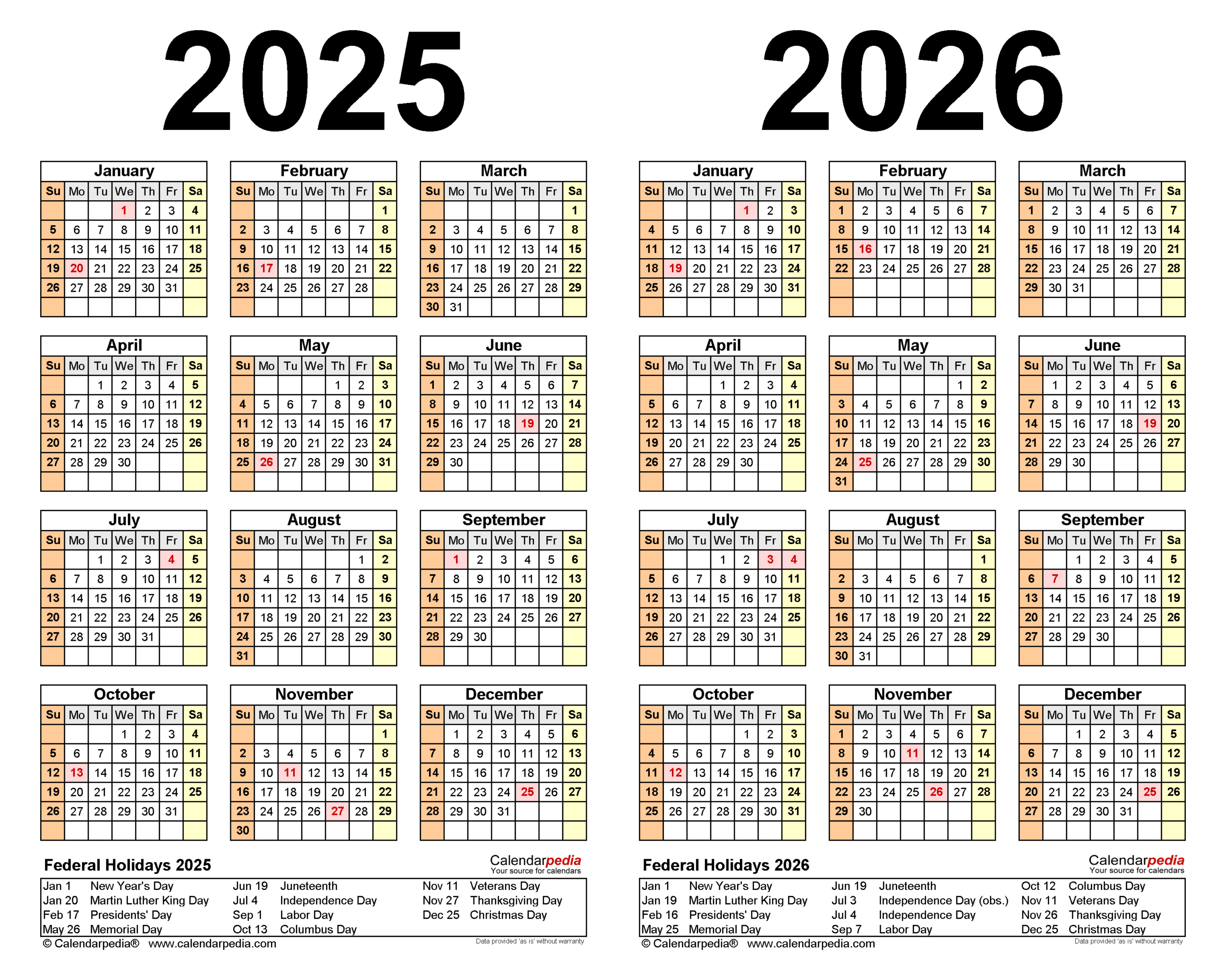 2025-2026 Two Year Calendar - Free Printable Pdf Templates pertaining to Printable Monthly Calendar 2025-2026