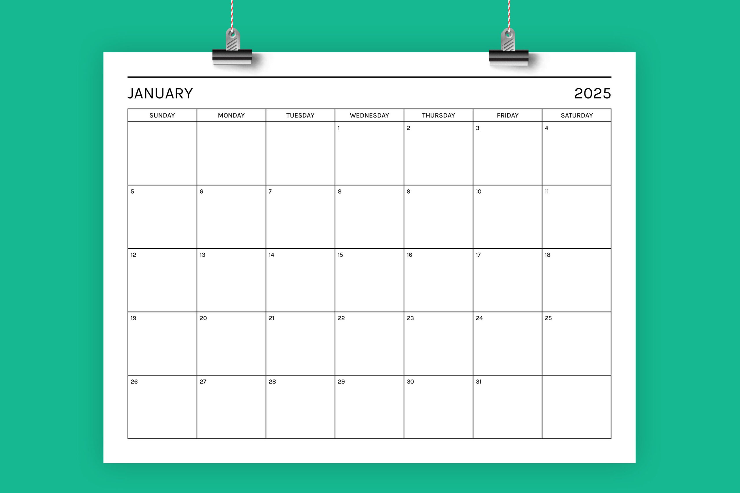 2025 Basic Modern 8.5 X 11 Inch Calendar Template regarding Free Printable 8.5 X 11 Calendar 2025