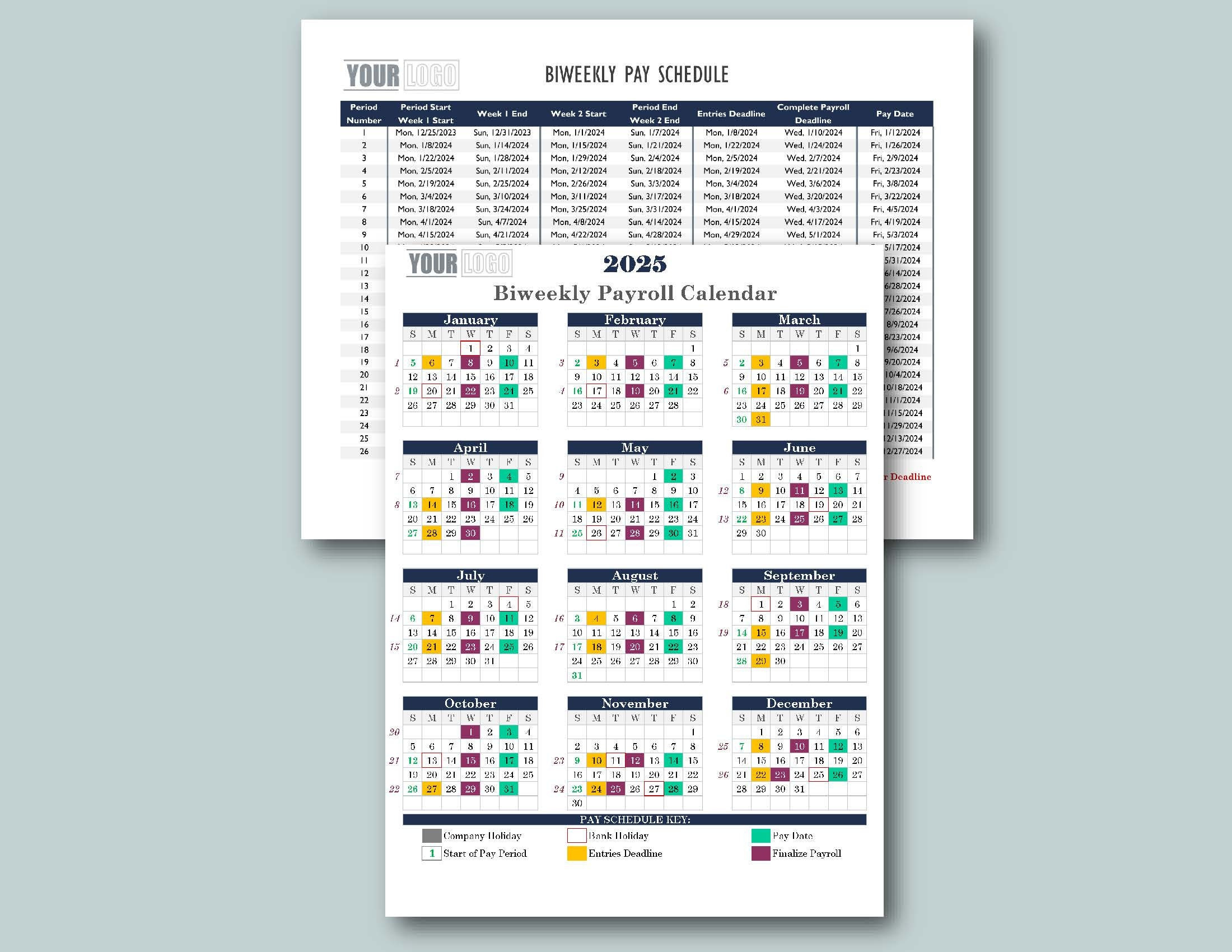 2025 Bi-Weekly Payroll Calendar &amp;amp; Schedule Template-Excel Download with regard to Printable Bi Weekly Calendar 2025