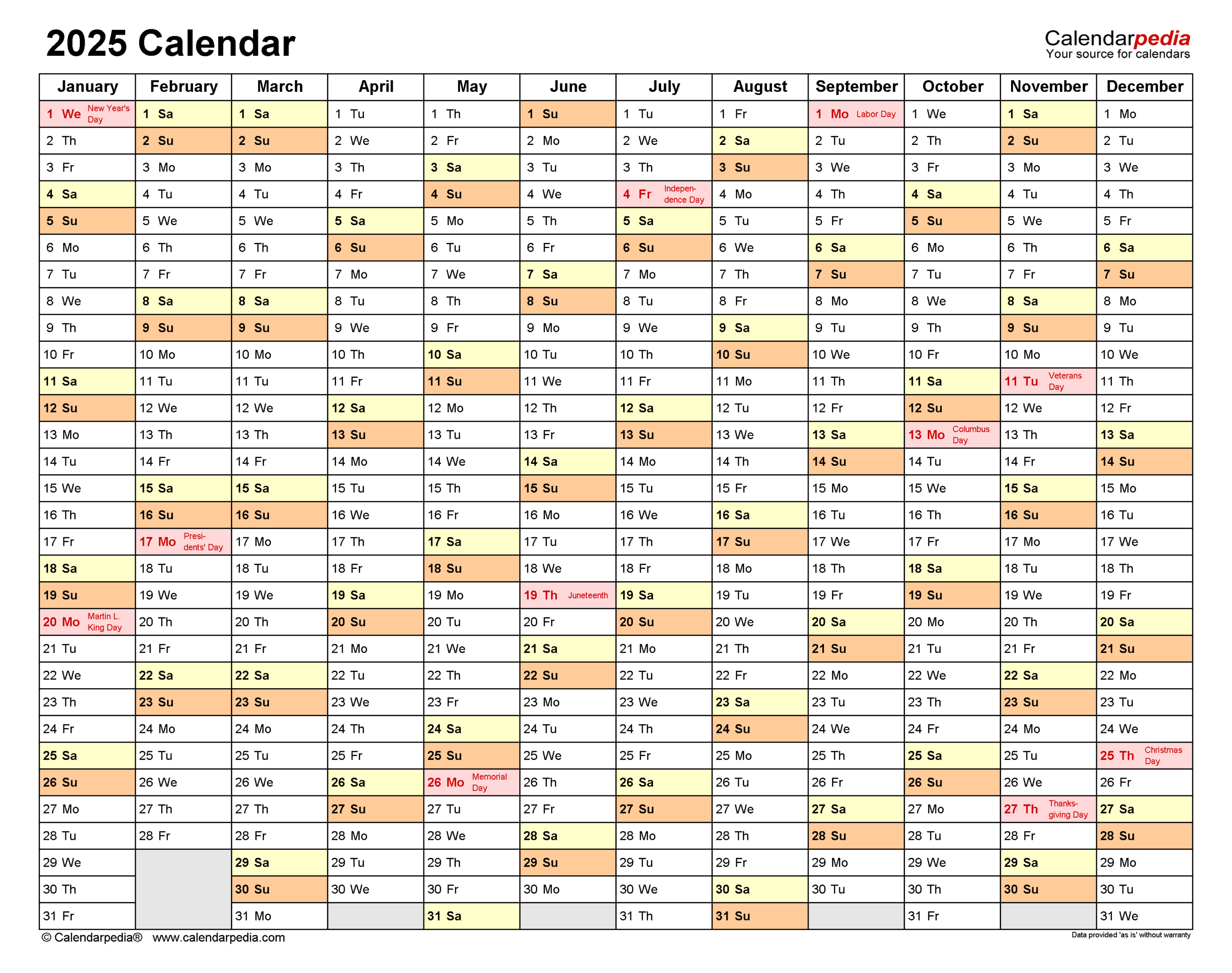 2025 Calendar - Free Printable Pdf Templates - Calendarpedia for 2025 Planner Calendar Printable