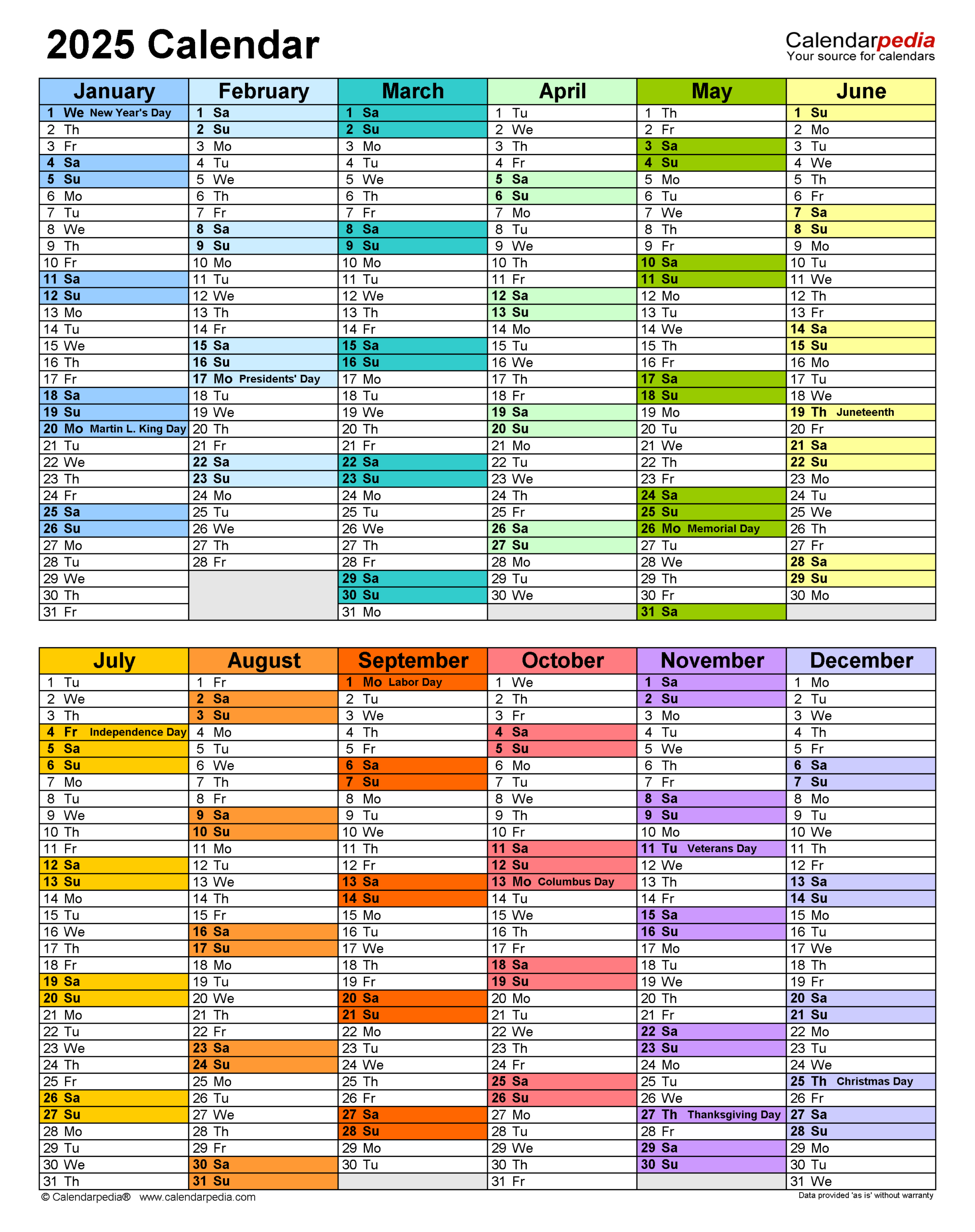 2025 Calendar - Free Printable Pdf Templates - Calendarpedia regarding Printable Daily Calendar 2025 Template