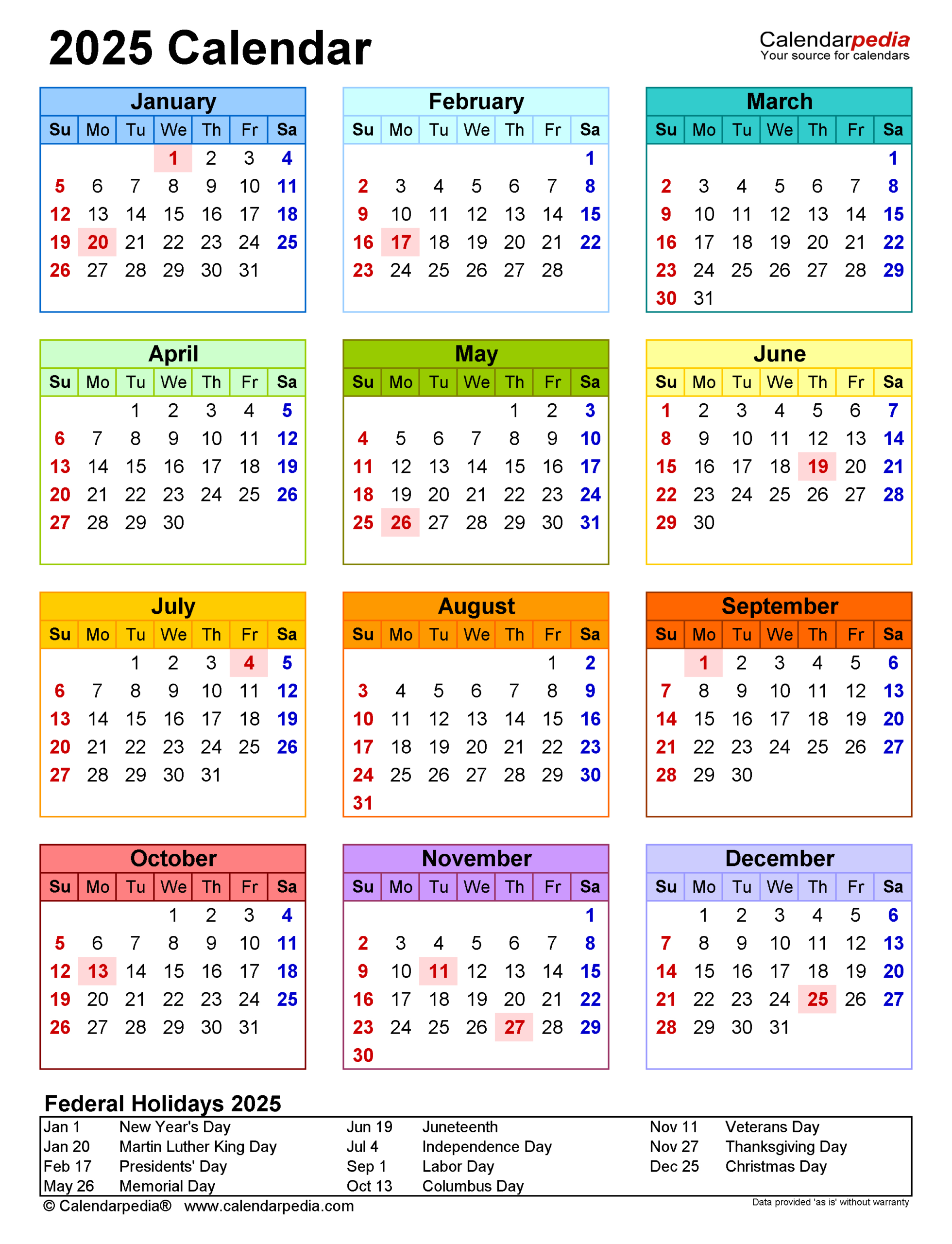 2025 Calendar - Free Printable Pdf Templates - Calendarpedia with 2025 Printable Pocket Calendar