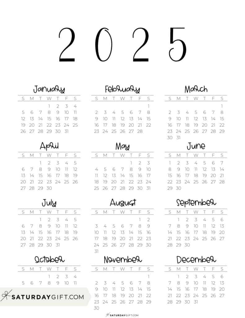 2025 Calendar Printable - 18 Cute &amp;amp; Free 2025 Yearly Calendar in Vertical 2025 Calendar Printable