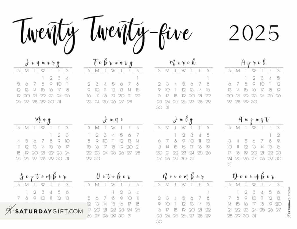 2025 Calendar Printable - 18 Cute &amp;amp; Free 2025 Yearly Calendar with 2025 Printable Calendar Landscape