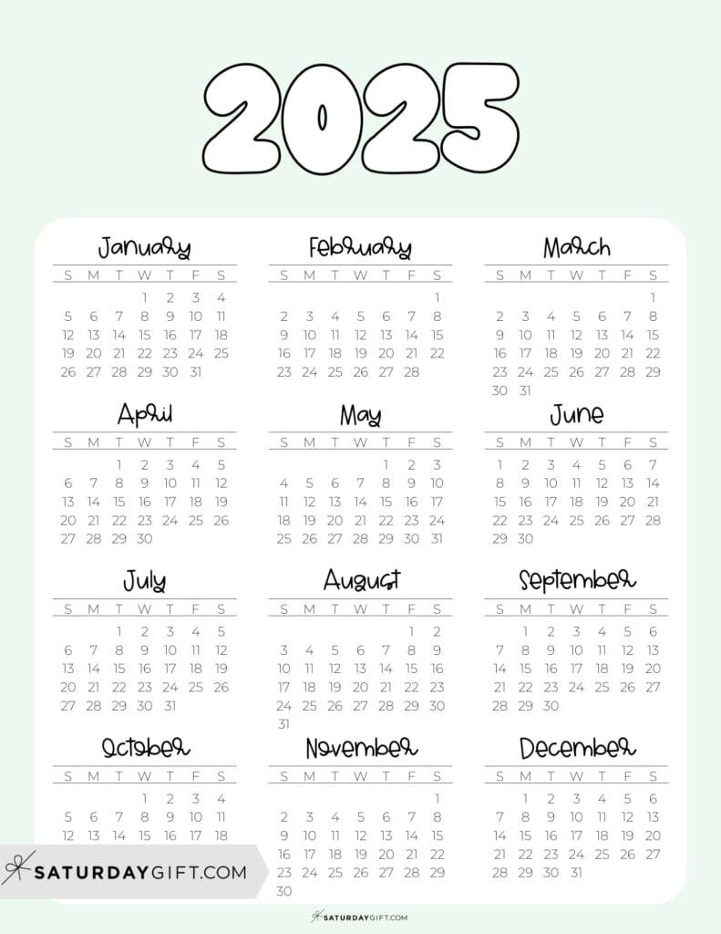 2025 Calendar Printable - 18 Cute &amp;amp; Free 2025 Yearly Calendar with Calendar 2025 18 Printable