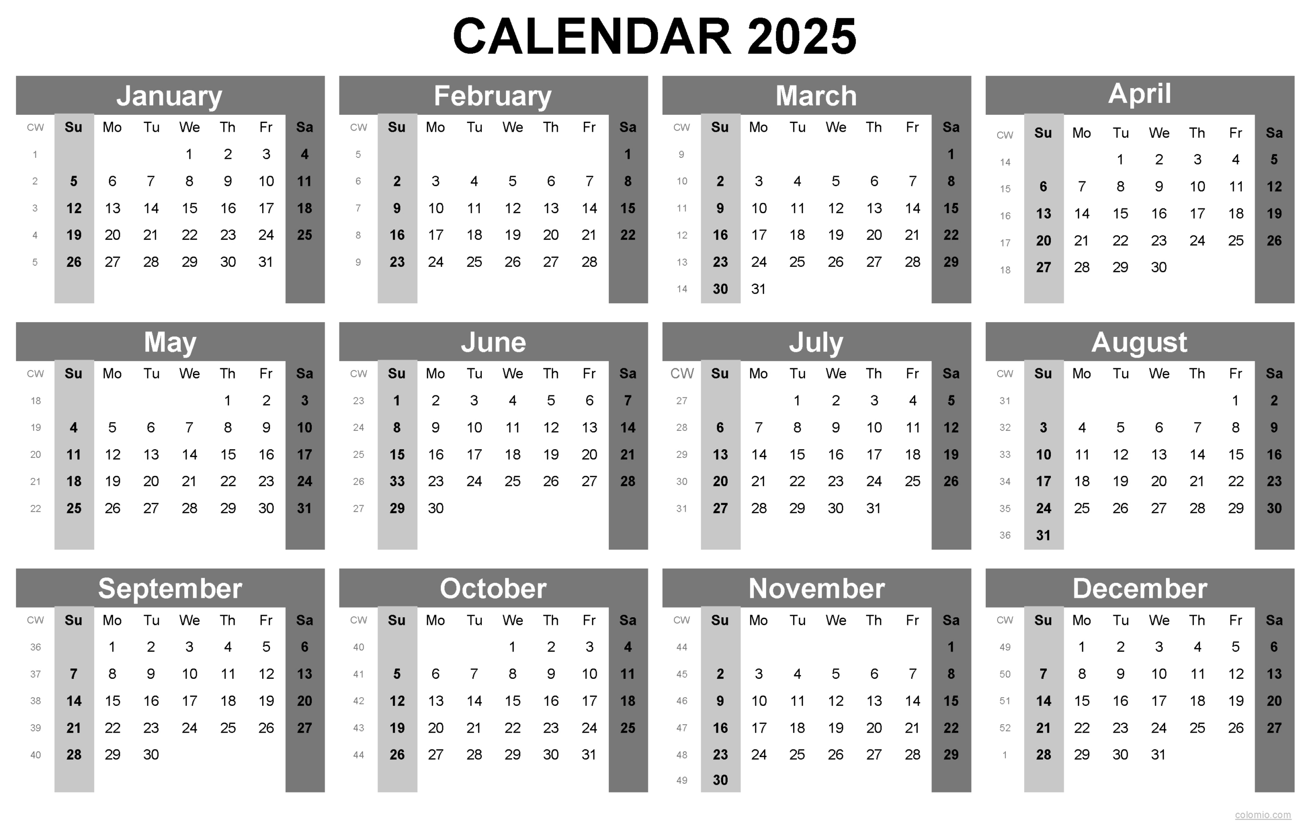 2025 Calendar Printable, ✓ Pdf, Excel And Image File - Free intended for Full Page Printable Calendar 2025