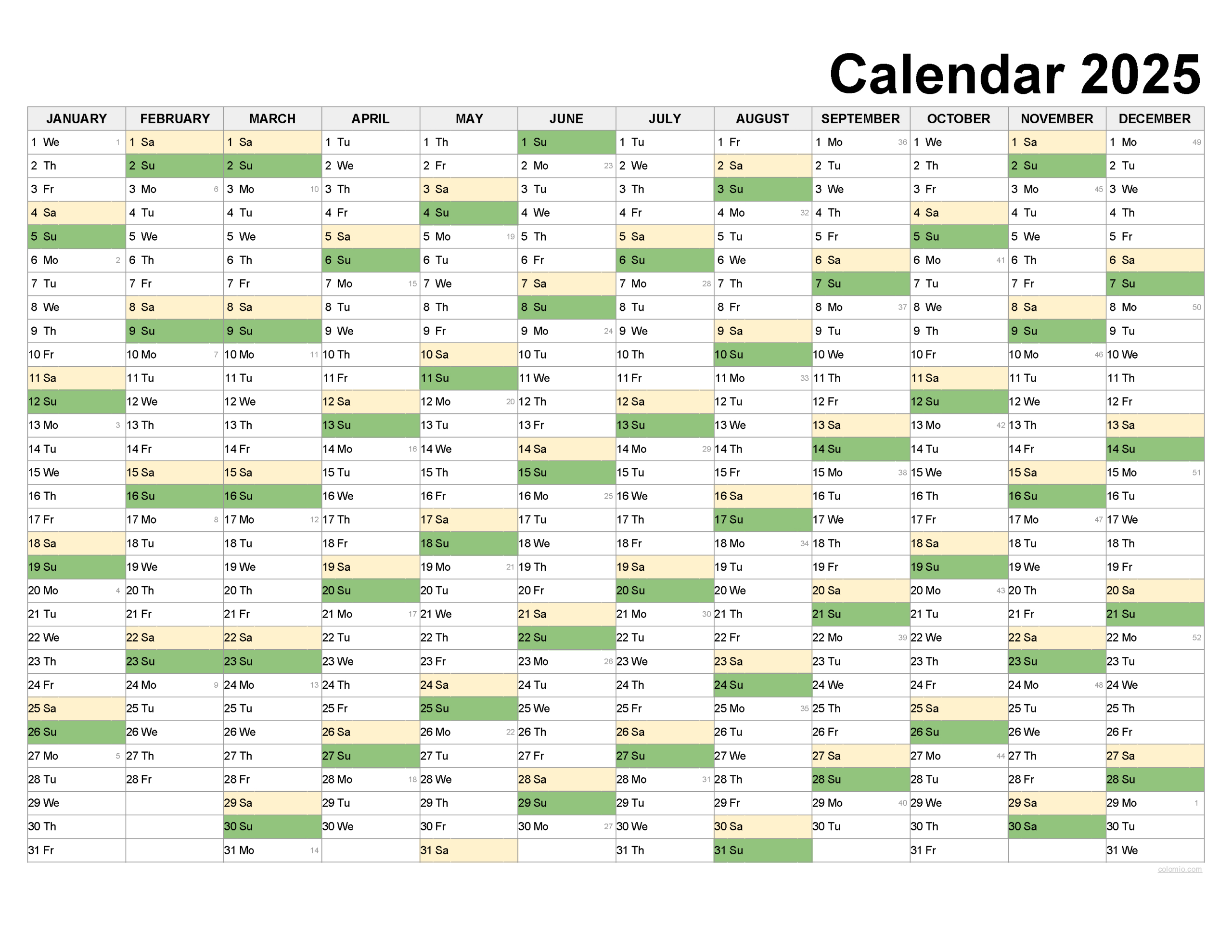 2025 Calendar Printable, ✓ Pdf, Excel And Image File - Free pertaining to 2025 Calendar Printable 11x17