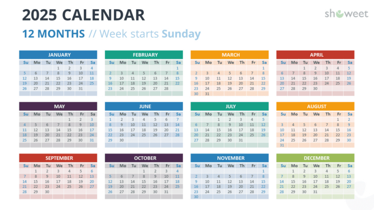 12 Months Calendar 2025 Printable