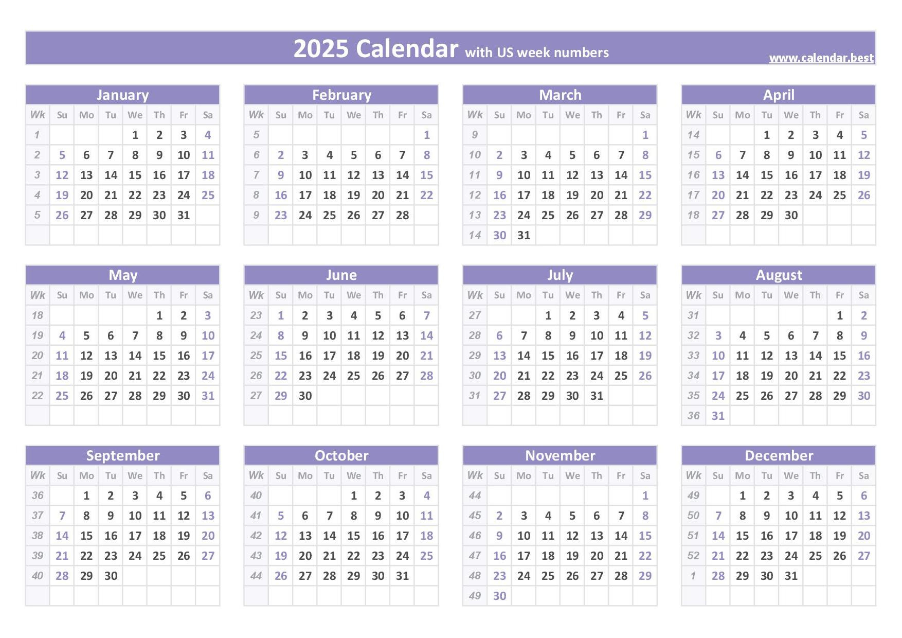 2025 Calendar With Week Numbers for Blank 2 Week Calendar 2025 Printable