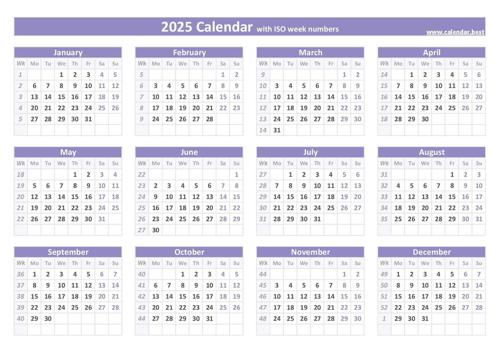 2025 Calendar With Week Numbers (Us And Iso Week Numbers) regarding Free Printable 3 Week Calendar 2025