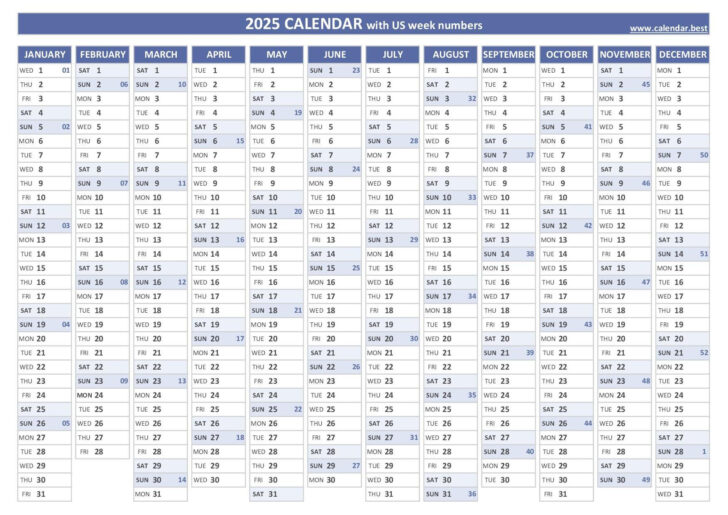 2025 Calendar Printable with Week Numbers