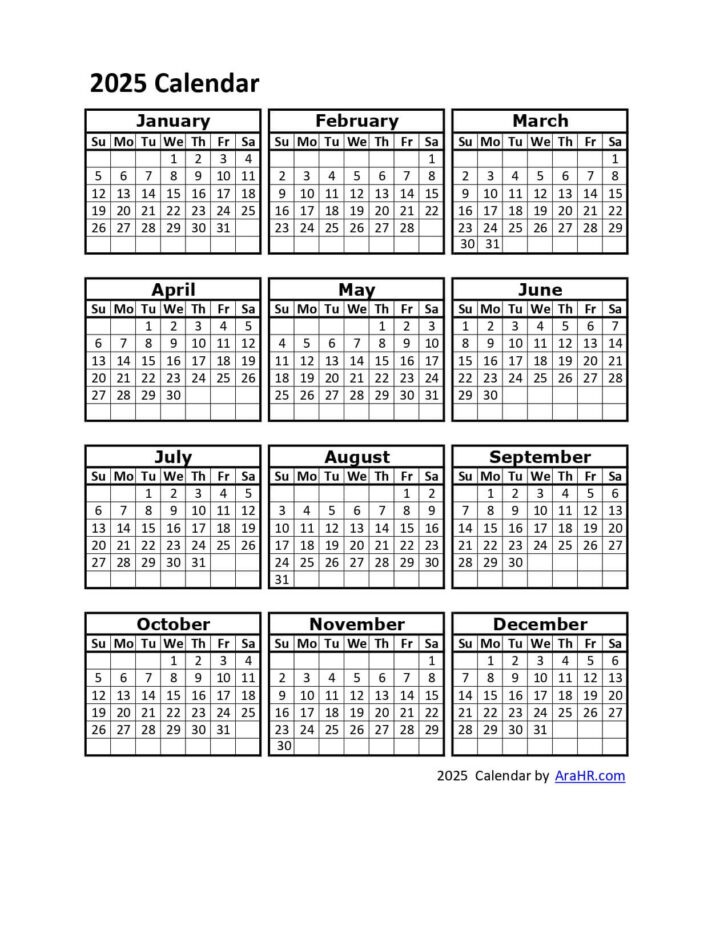 Free Printable Attendance Calendar 2025