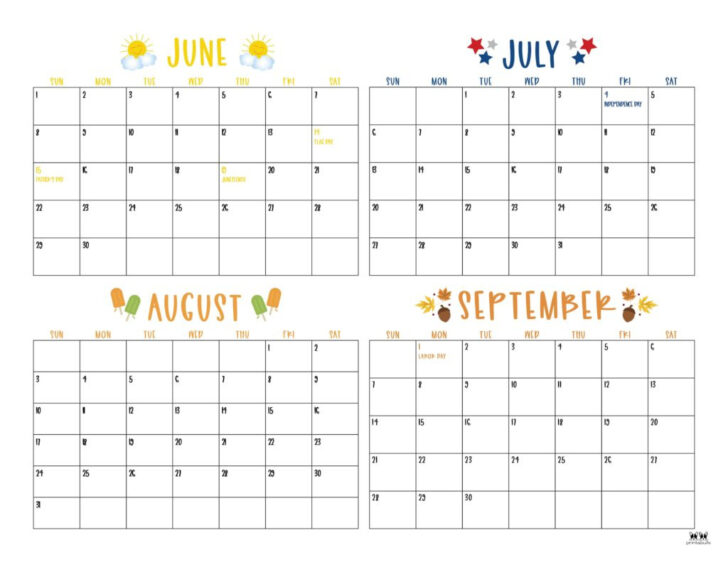 Four Month Calendar 2025 Printable