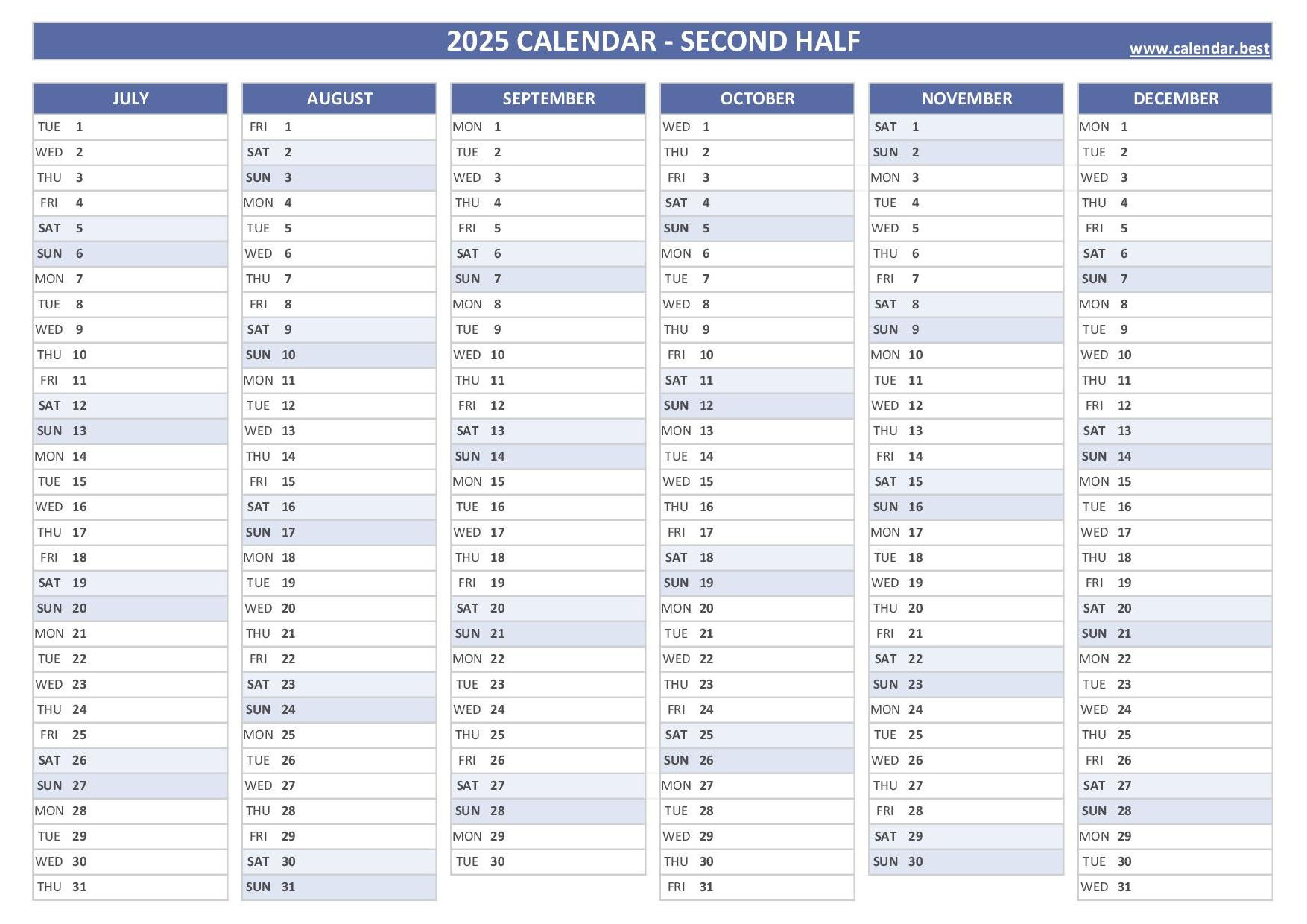 2025 Half Year Calendar To Print regarding 6 Month Printable Calendar 2025