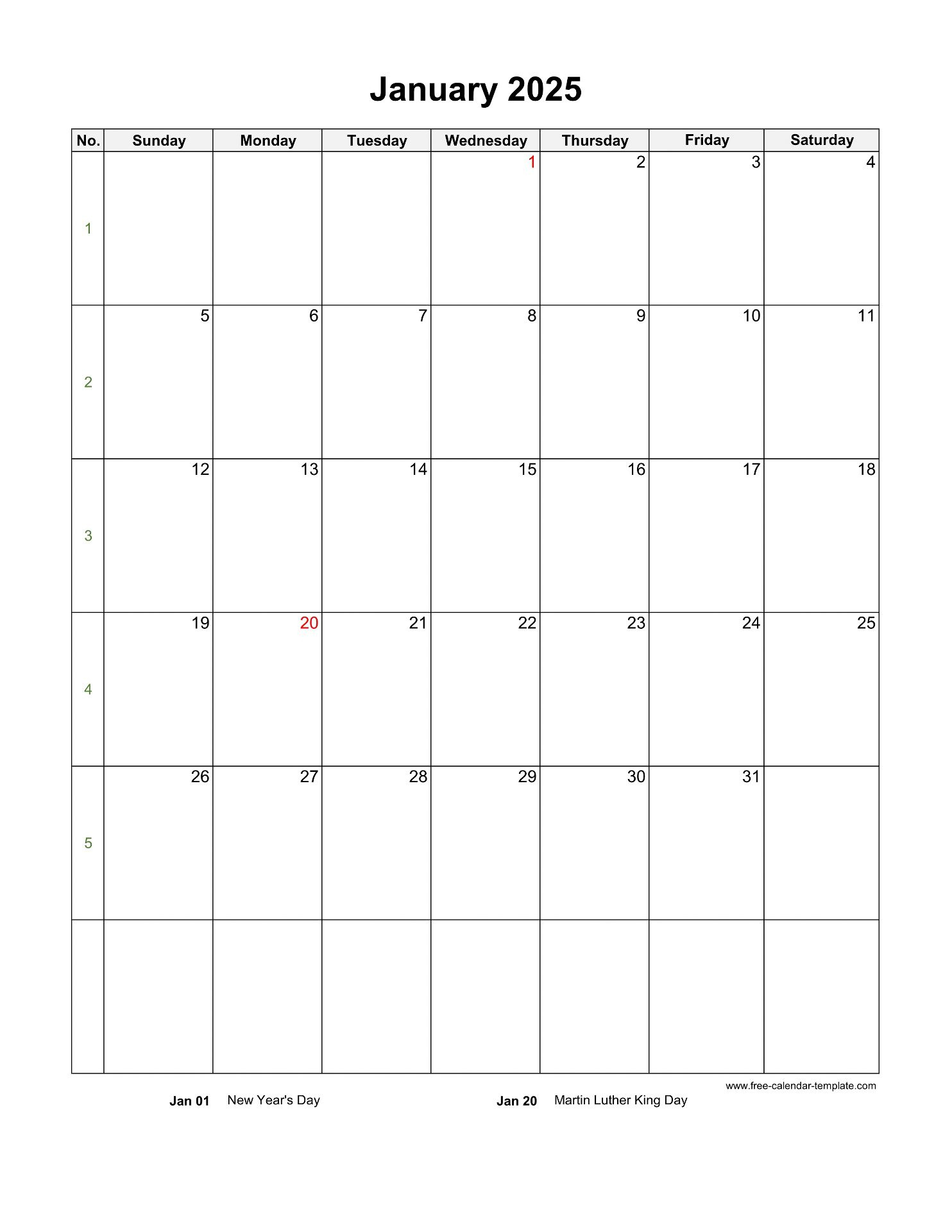 2025 Monthly Calendar (Blank Vertical Template) | Free-Calendar for Blank 30 Day Calendar 2025 Printable Free