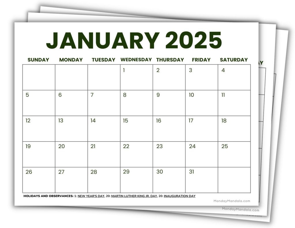 2025 Printable Calendars (56 Free Pdf Printables) for 2025 Free Calendar Printable Free Download