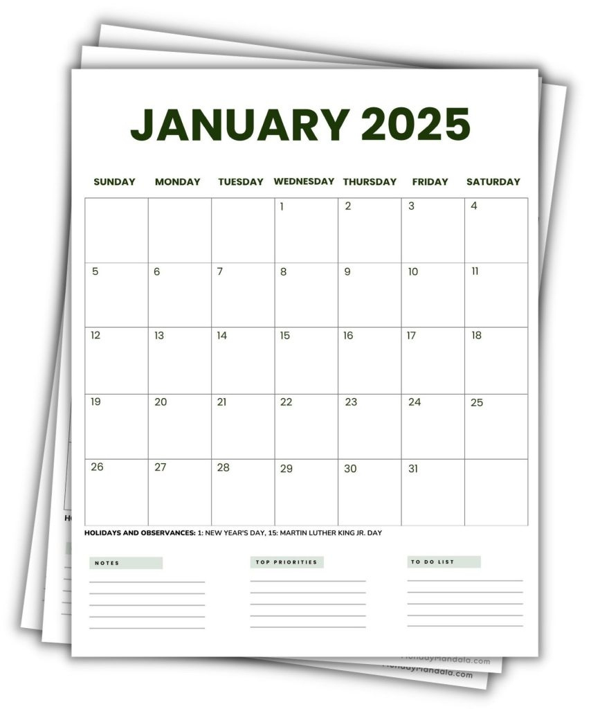 2025 Printable Calendars (56 Free Pdf Printables) for 2025 Printable Calendar By Month Vertical