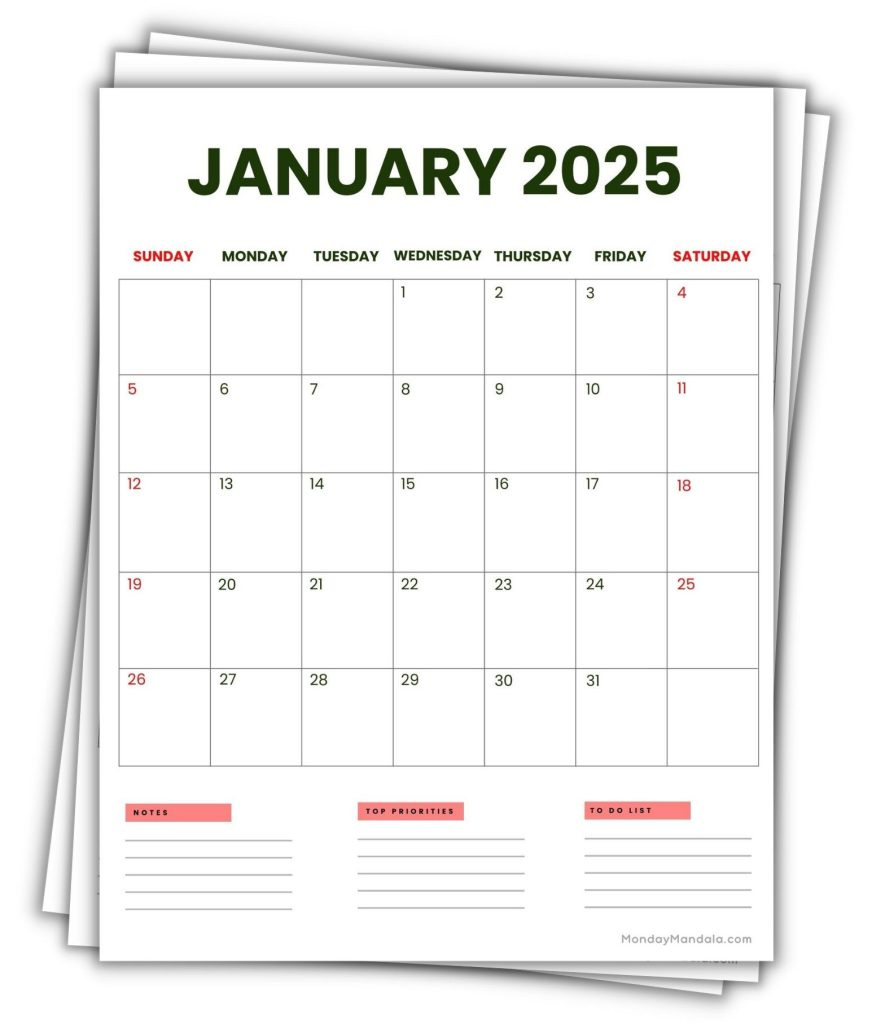 2025 Printable Calendars (56 Free Pdf Printables) inside 2025 Printable Calendar by Month Portrait