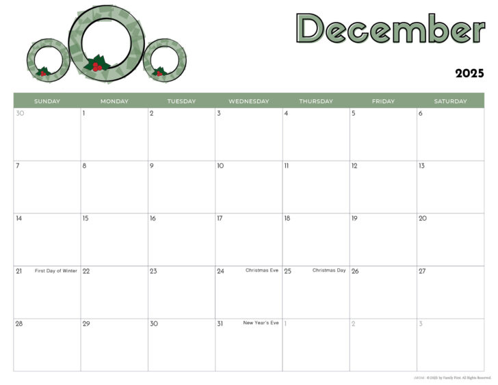 Printable Calendar 2025 For Kindergarten