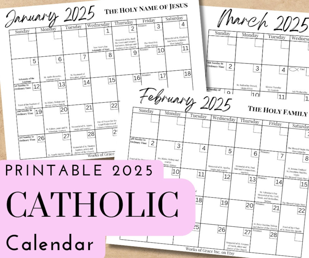 2025 Printable Catholic Monthly Calendar Liturgical Calendar With with Printable Religious Advent Calendar 2025