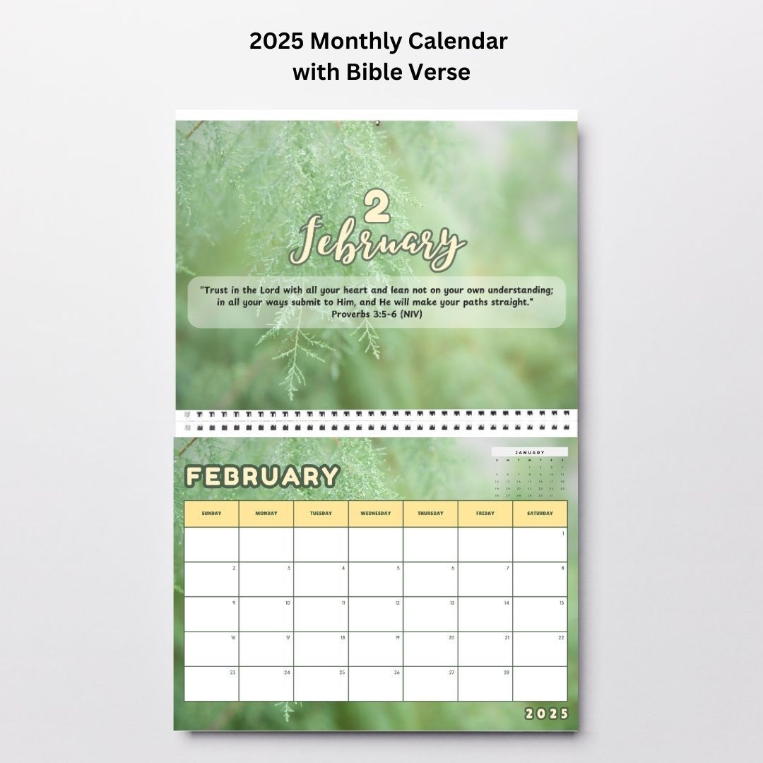 2025 Printable Monthly Calendar With Bible Verse within Bible Verse Calendar 2025 Printable