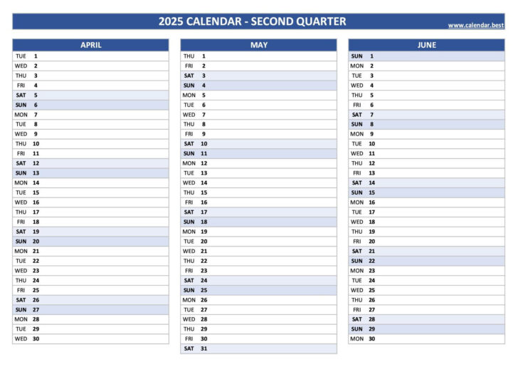 2025 Printable Quarterly Calendar