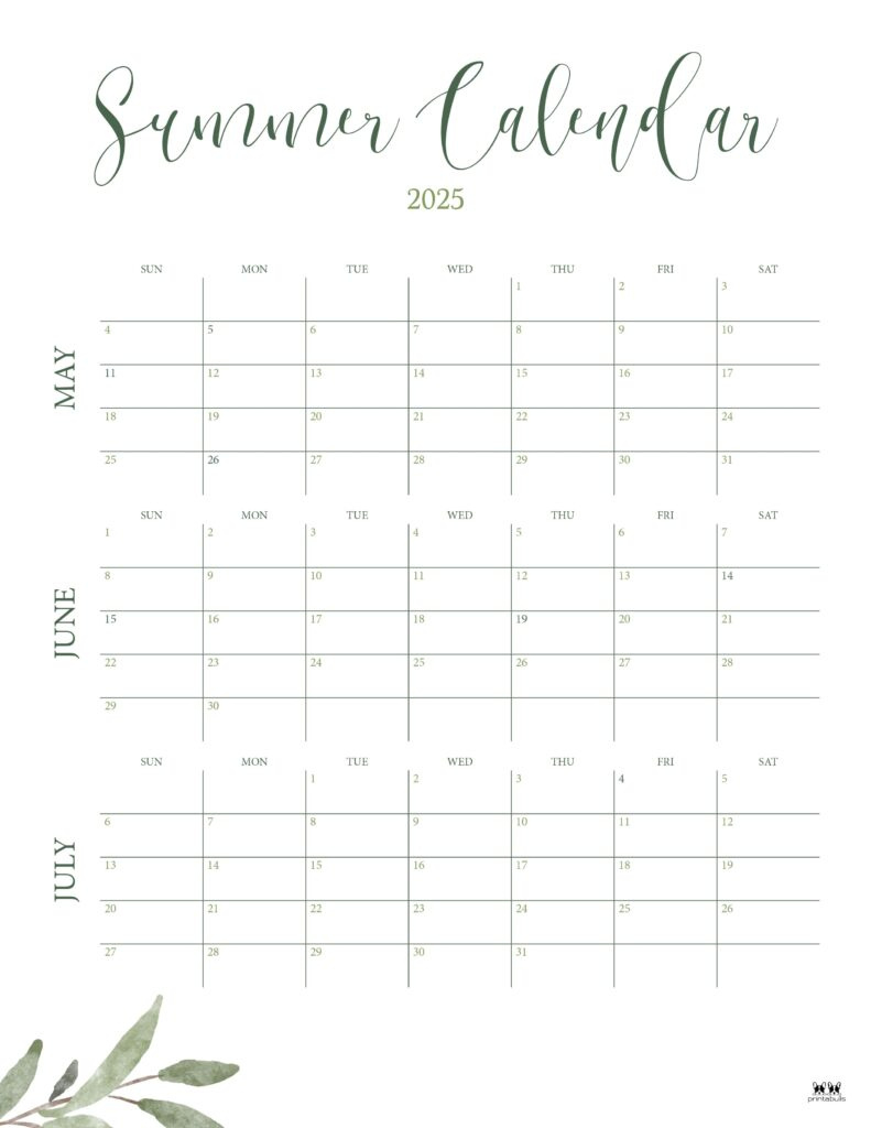 2025 Summer Calendars - 27 Free Printables | Printabulls in Printable Summer Calendar 2025