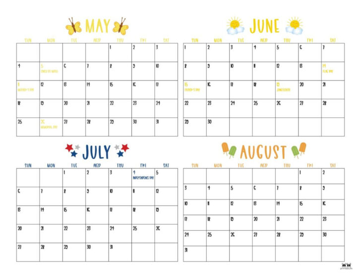 Summer Calendar Printable 2025