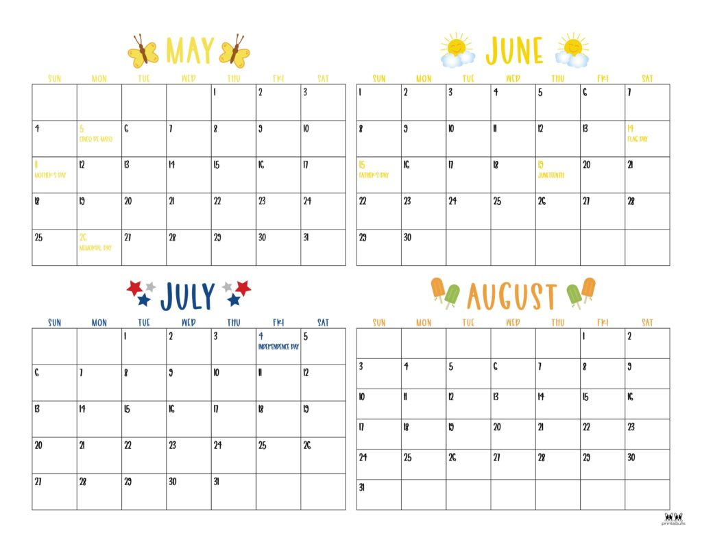 2025 Summer Calendars - 27 Free Printables | Printabulls in Summer Calendar Printable 2025