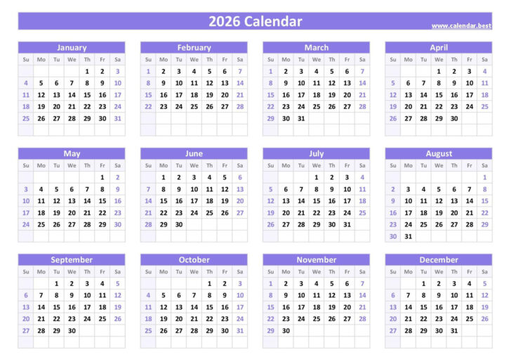 2026 Printable Calendar Free