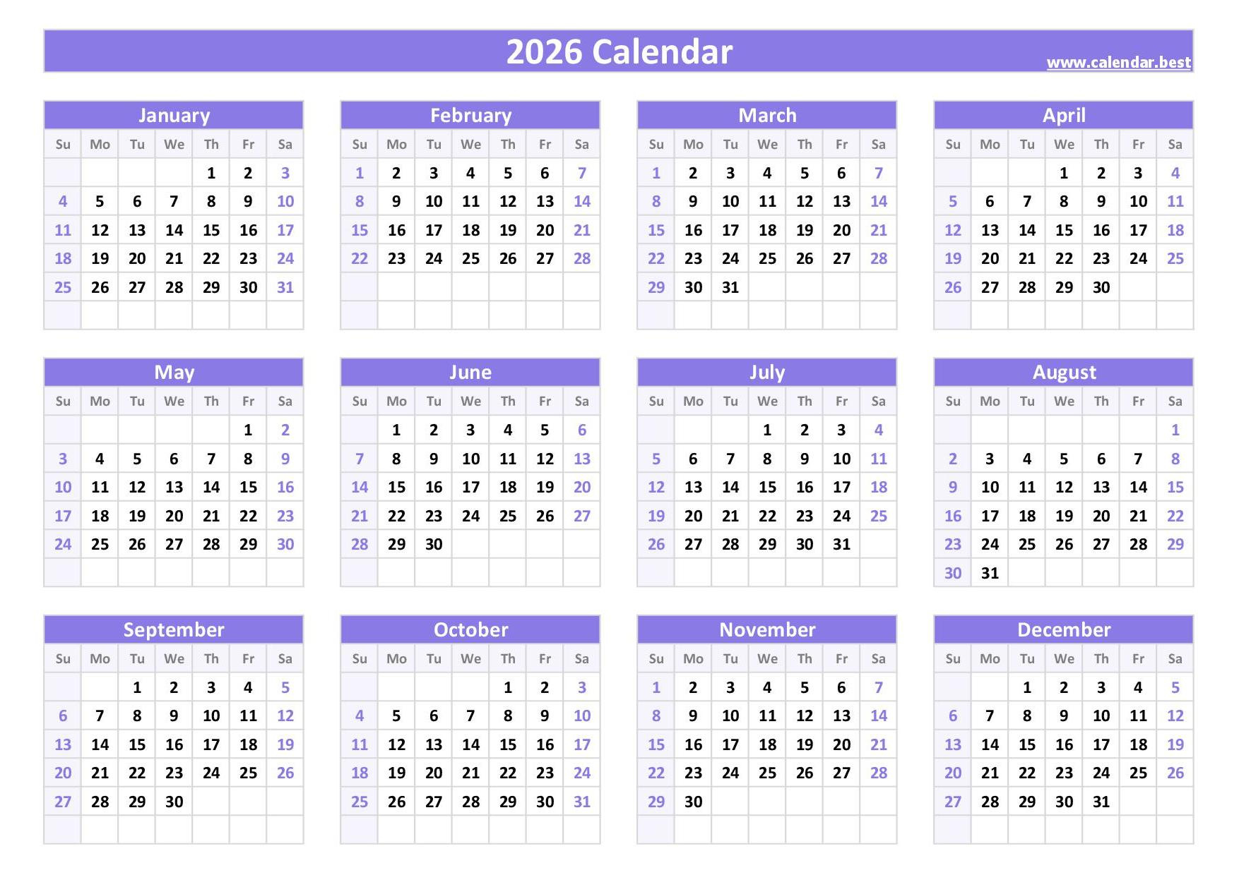 2026 Calendar With Week Numbers inside 2026 Printable Calendar Free