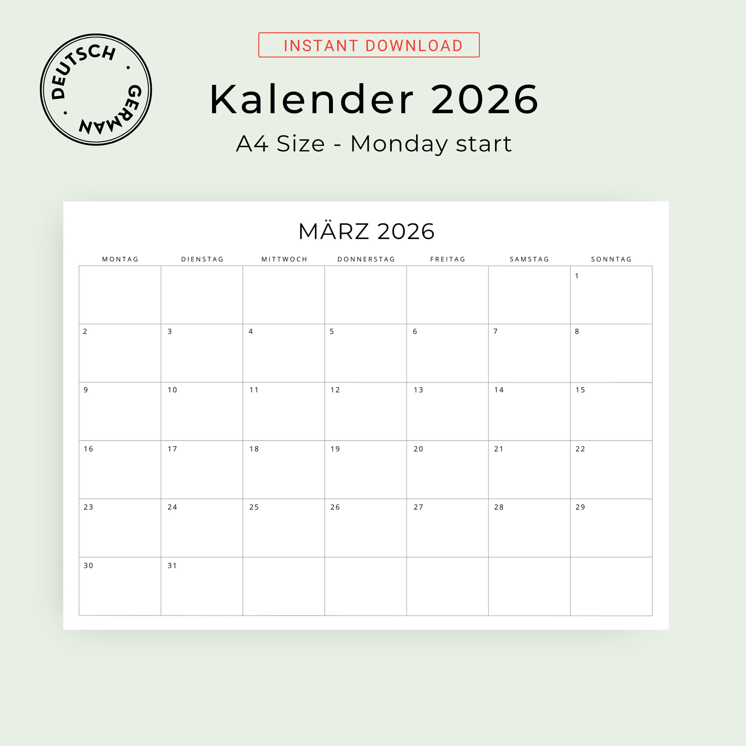 2026 Kalender 2026 Monatskalender 2026 German Calendar 2026 regarding Msu Calendar 2025-2026 Printable