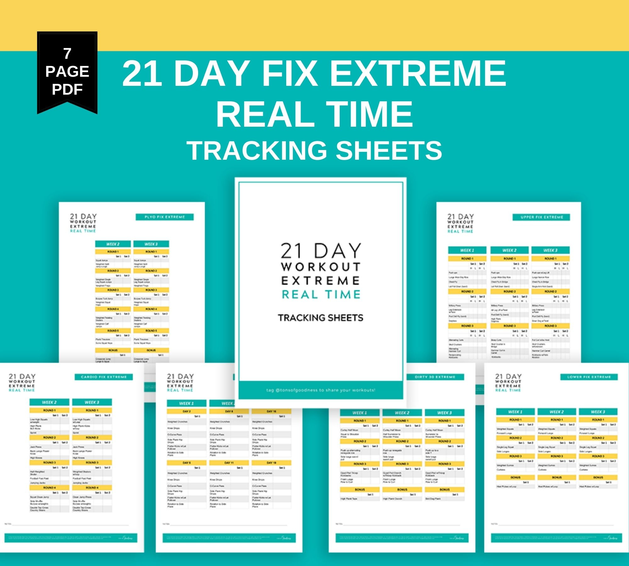 21 Day Fix Extreme Real Time Printable Tracking Sheets in 21 Day Fix Real Time Calendar Printable