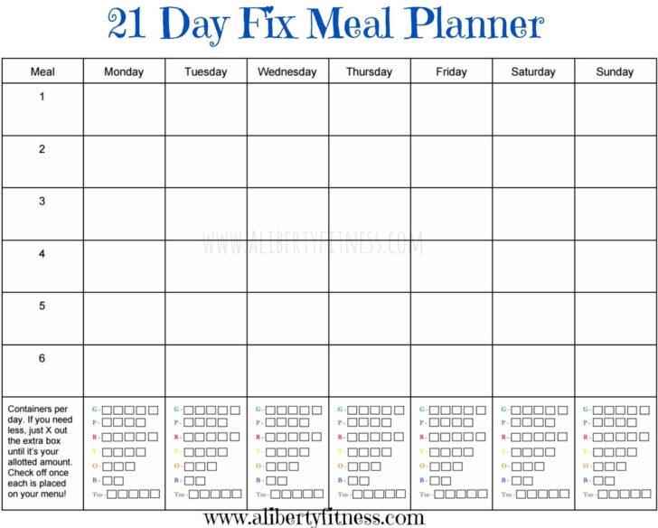 21 Day Fix Printable Calendar