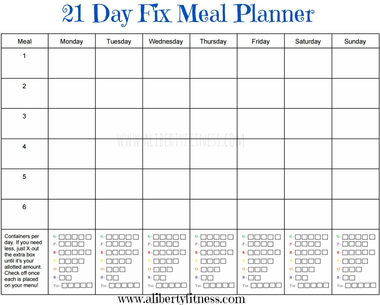 21 Day Fix Meal Planner And Grocery List | 21 Day Fix, Meal in 21 Day Fix Printable Calendar