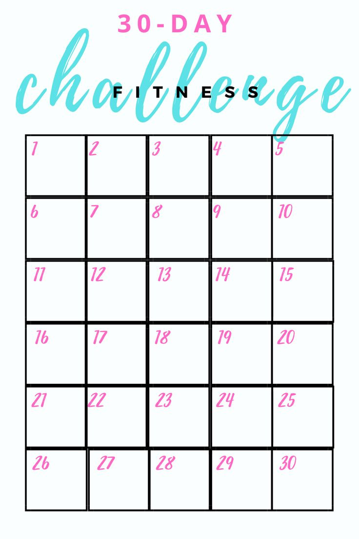 30-Day Fitness Challenge Printable Schedule intended for 30 Day Calendar Free Printable