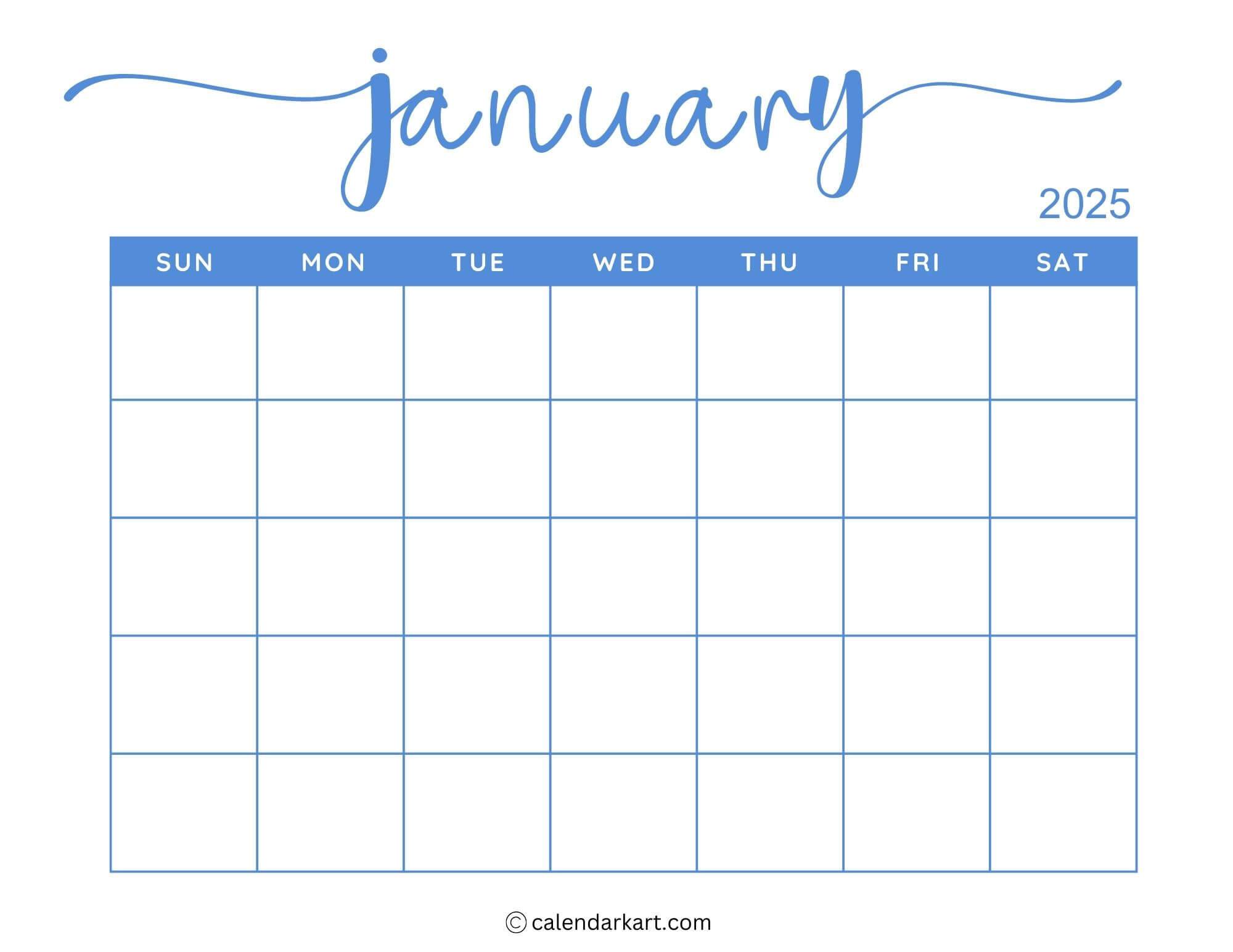 40+ Printable January 2025 Calendars | Free Pdf - Calendarkart with regard to 2025 January Printable Calendar