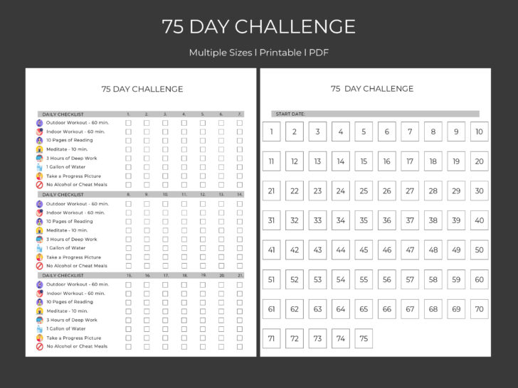 75 Day Printable Calendar