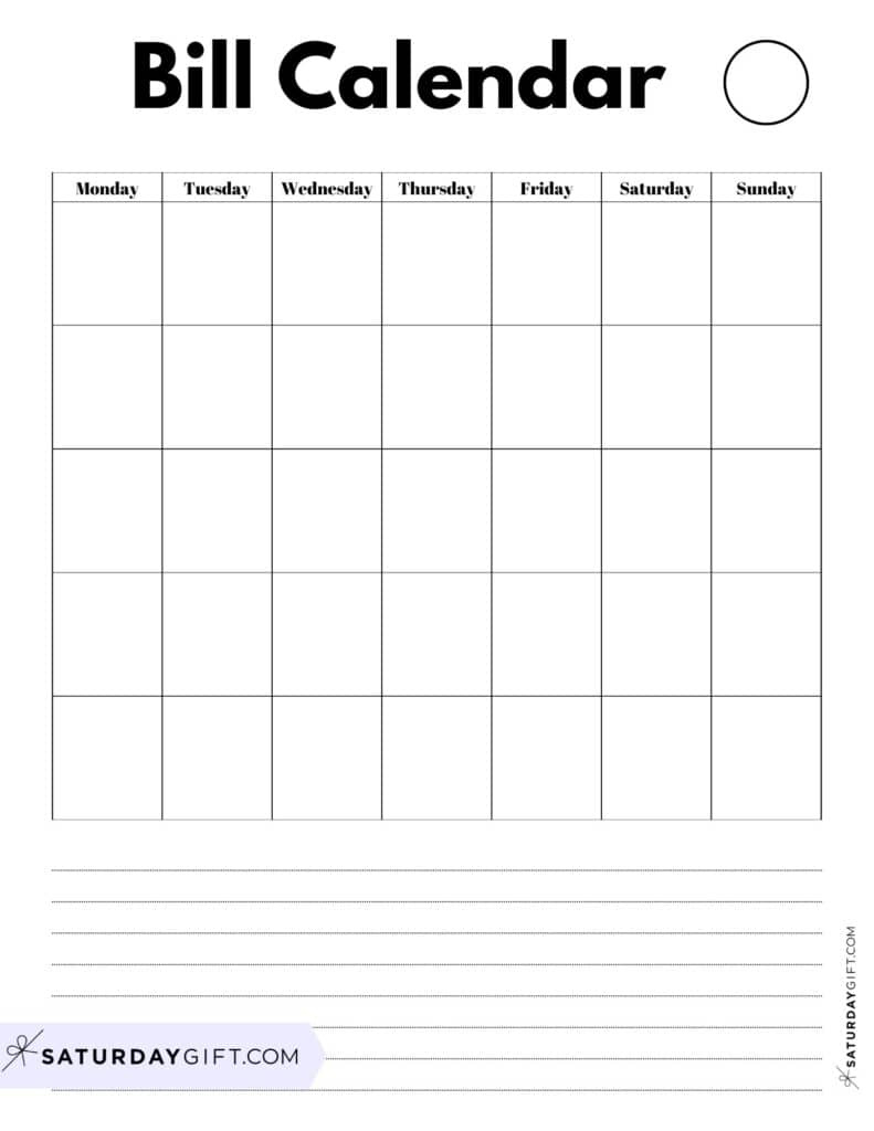 Bill Organizer Template - 39 Cute &amp;amp; Free Printable Bill Trackers intended for Printable Bill Pay Calendar 2025