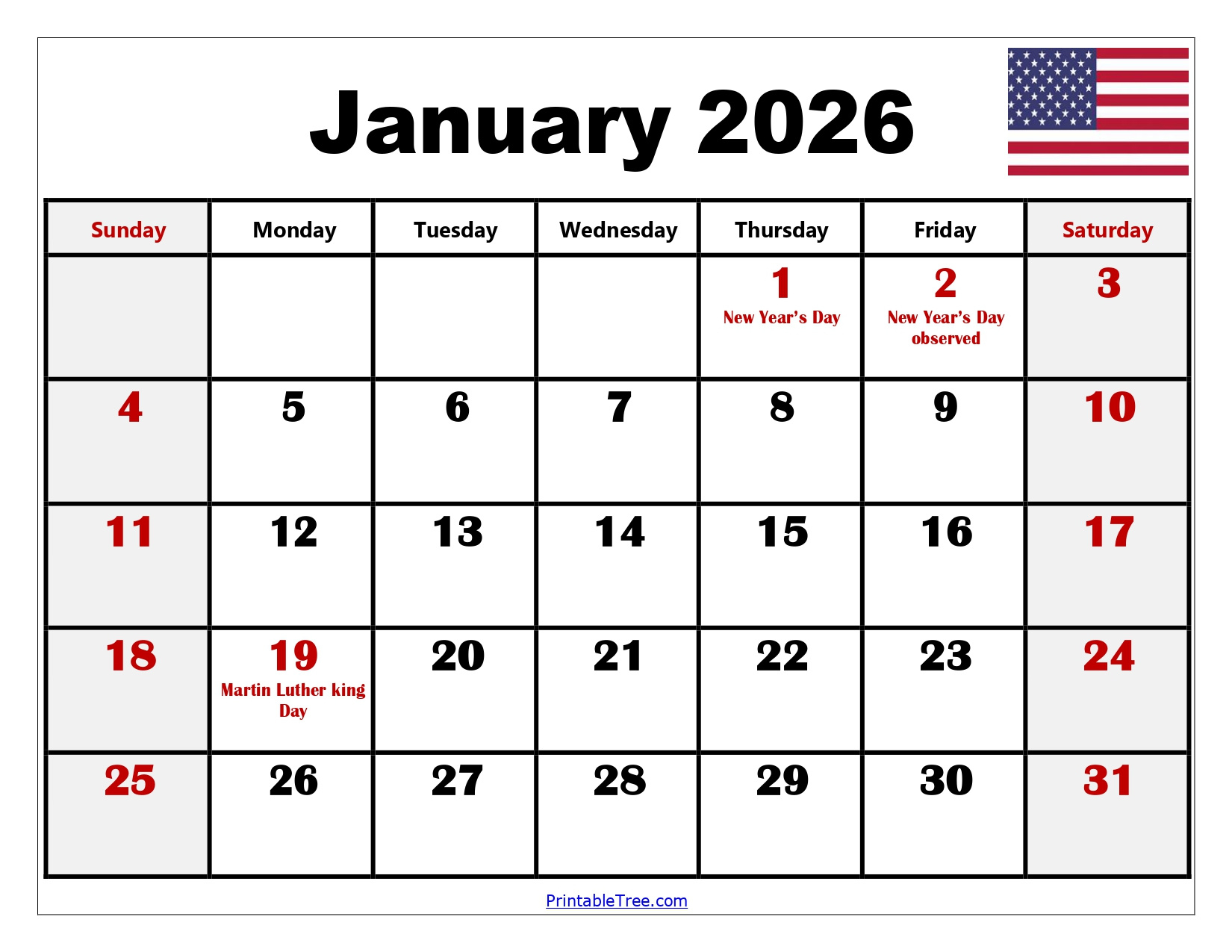 Blank January 2026 Calendar Printable Pdf Templates intended for January 2026 Printable Calendar With Holidays