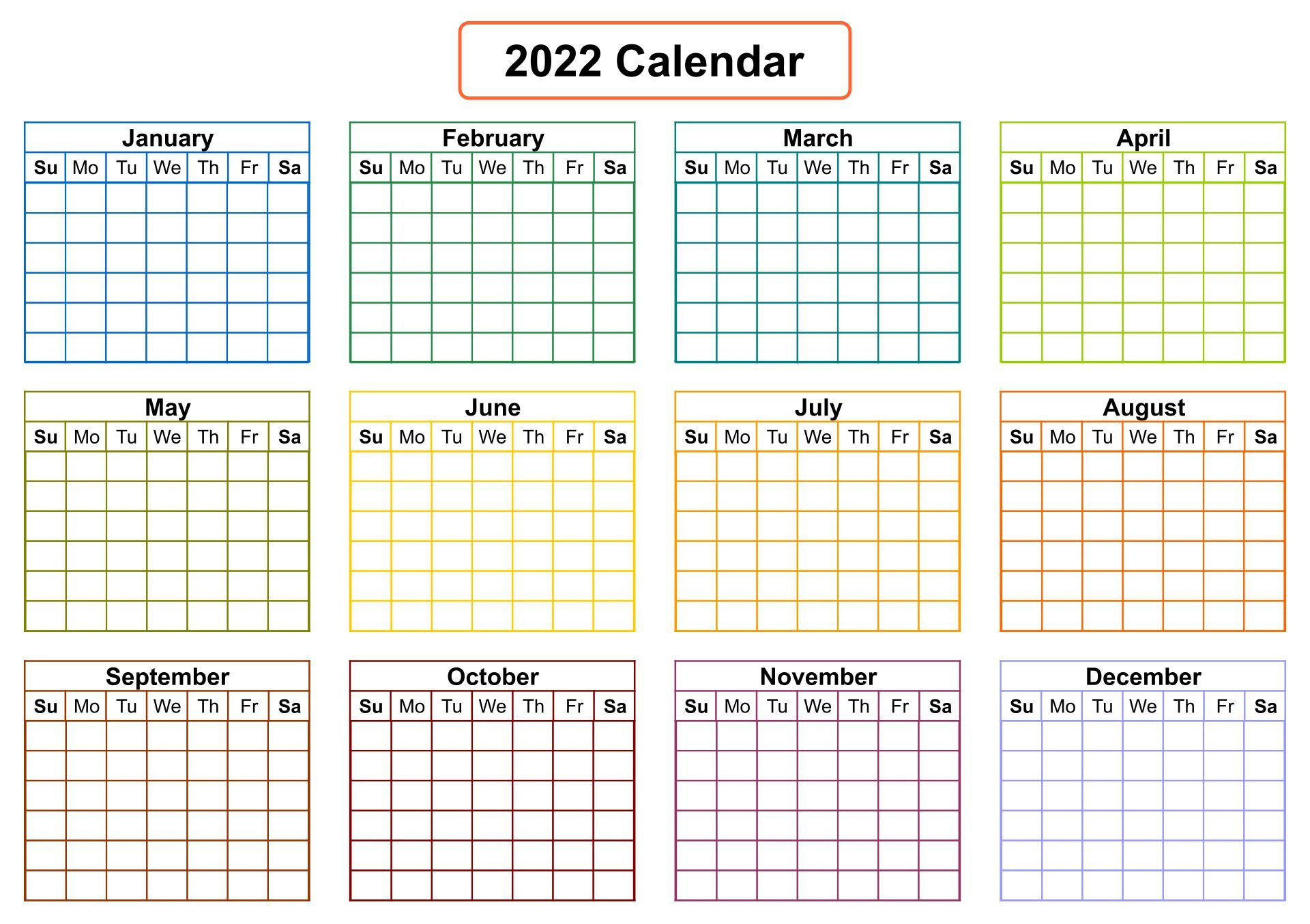 Blank Monthly Calendar Template - 10 Free Pdf Printables | Printablee for Printable 12 Month Calender