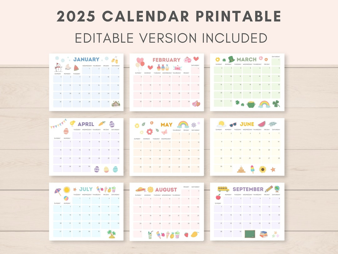 Calendar 2025, Printable Calendar, 2025 Calendar, Monthly Calendar with regard to Printable Calendar 2025 Editable