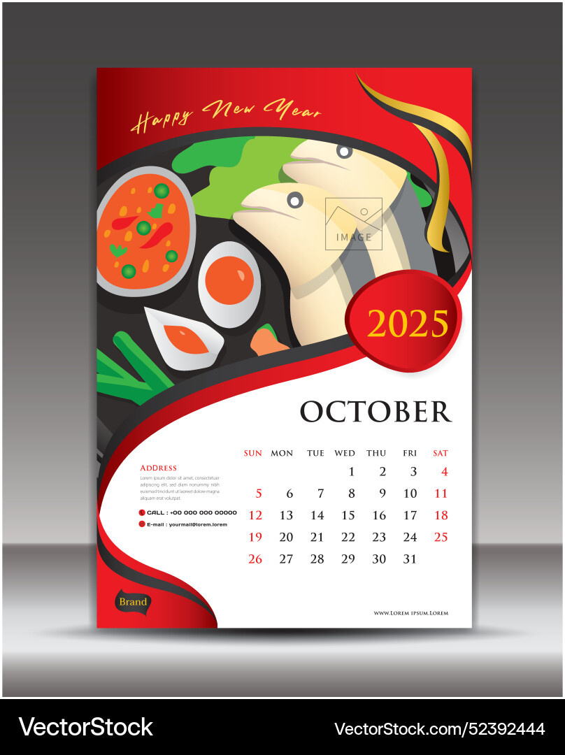 Calendar 2025 Template Food Concept Royalty Free Vector with Weekly Meal Calendar 2025 Printable