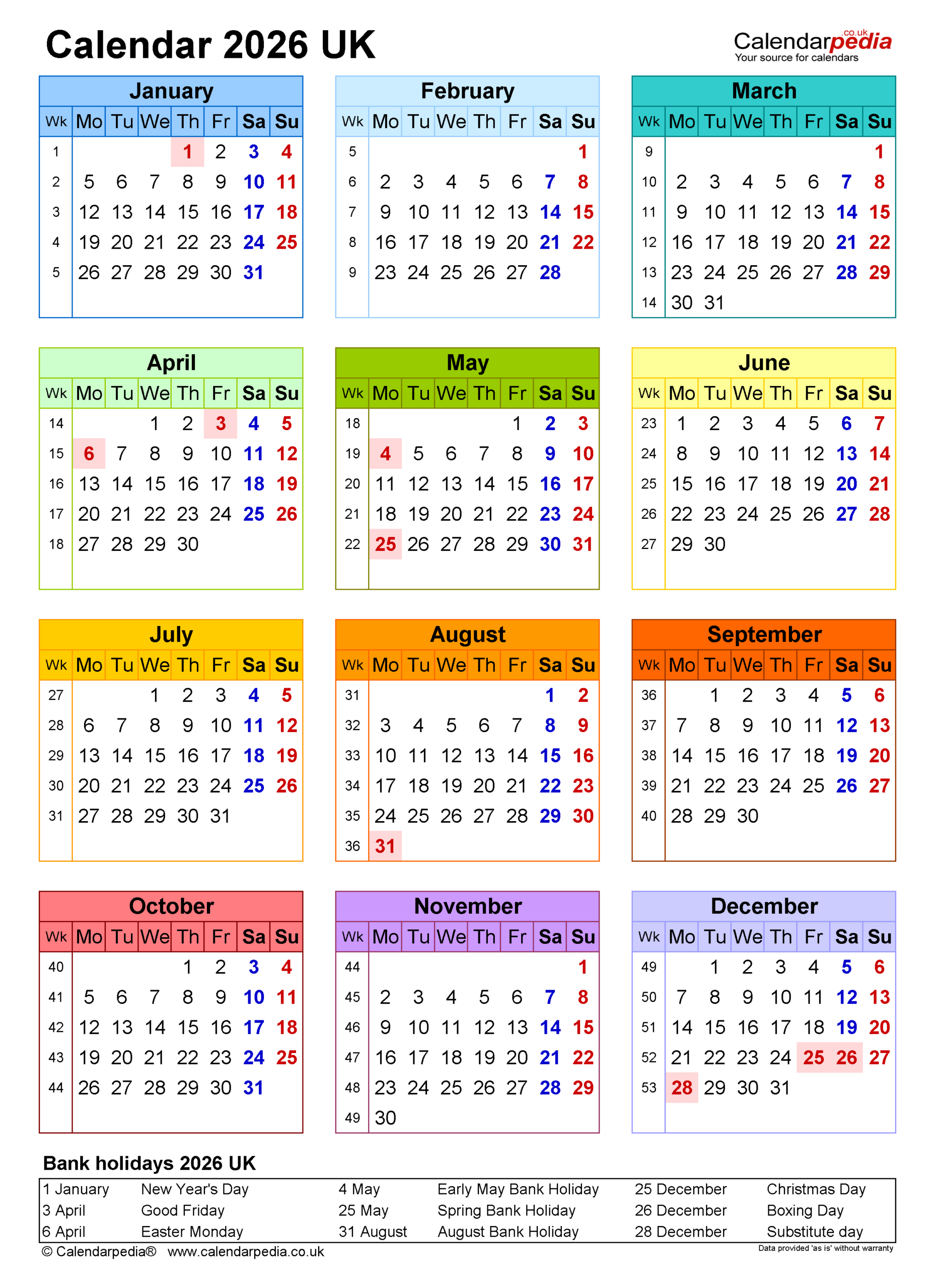 Calendar 2026 (Uk) - Free Printable Pdf Templates intended for 2026 Printable Calendar Free