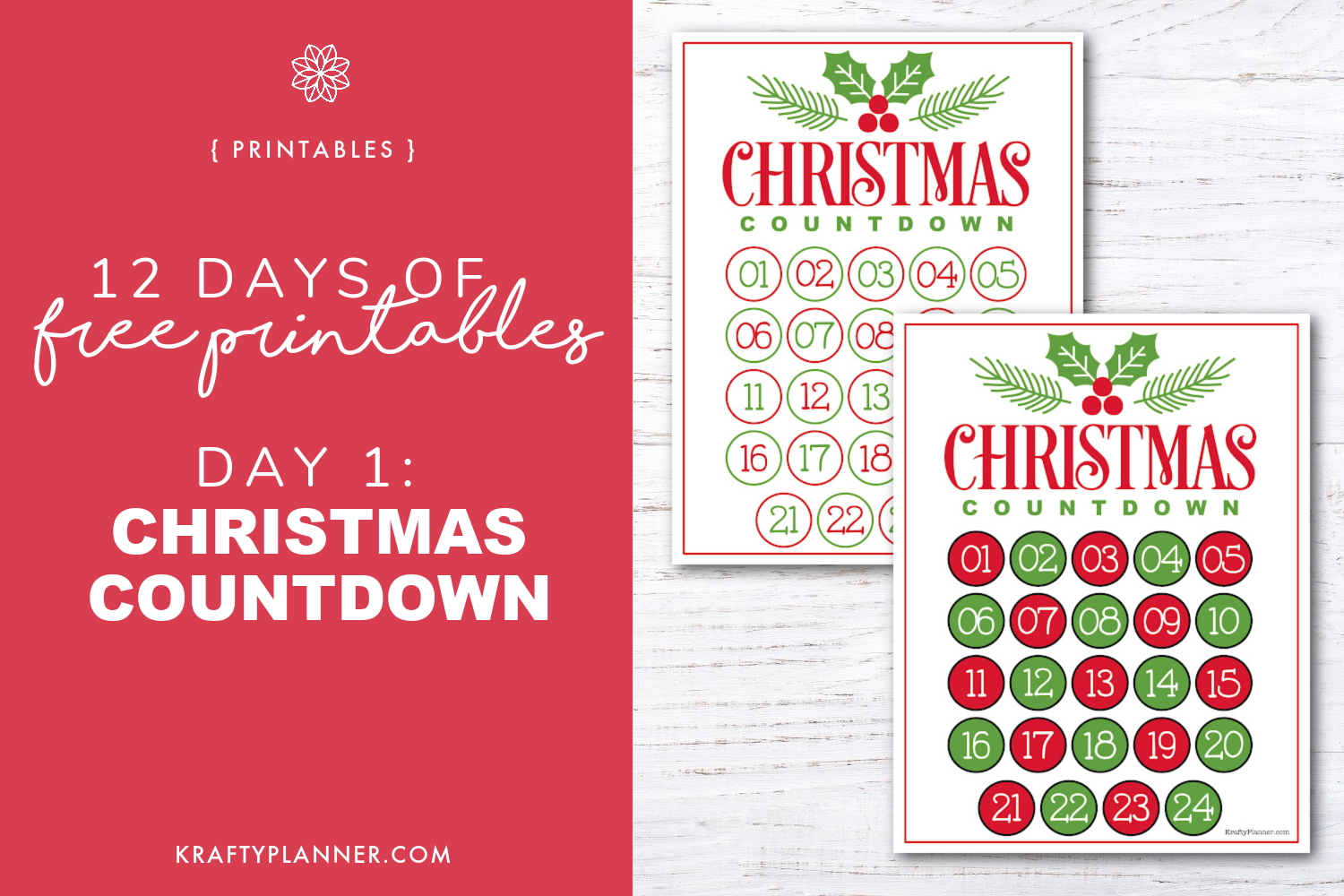 Christmas Countdown Advent Calendar {Free Printable} — Krafty Planner for Printable Xmas Countdown Calendar 2025