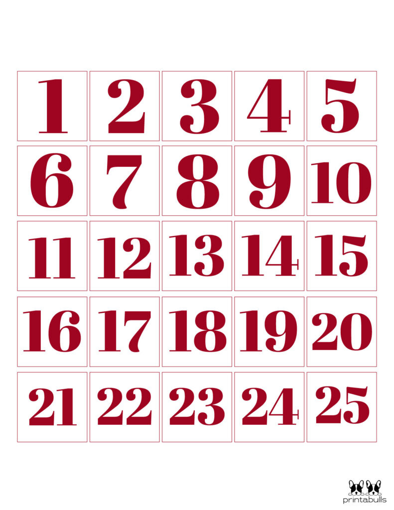 Christmas Numbers | Printabulls intended for Free Advent Calendar 2025 Numbers Printable