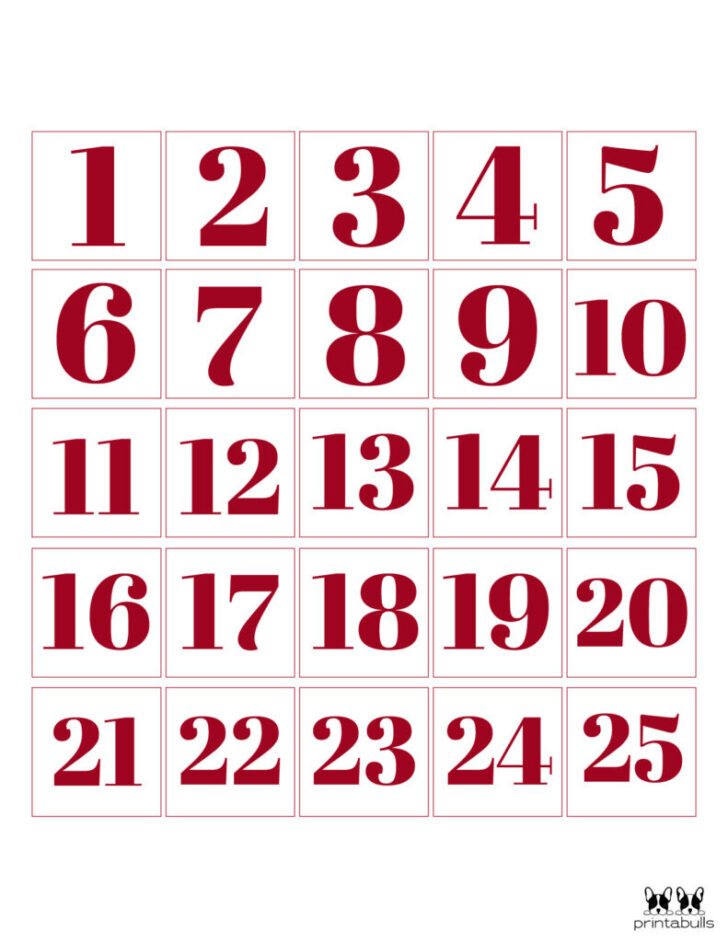 Free Printable Printable Advent Calendar 2025 Numbers